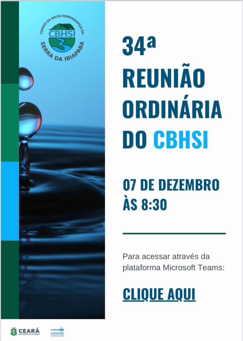 Convite: 34ª Reunião Ordinária do CBH da Serra da Ibiapaba